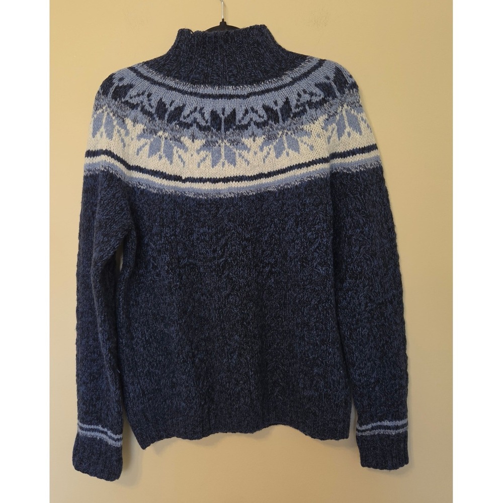 Vtg Tommy Hilfiger Handknit Lambswool Fair Isle Nordic Mockneck Sweater Womens M - Picture 3 of 7